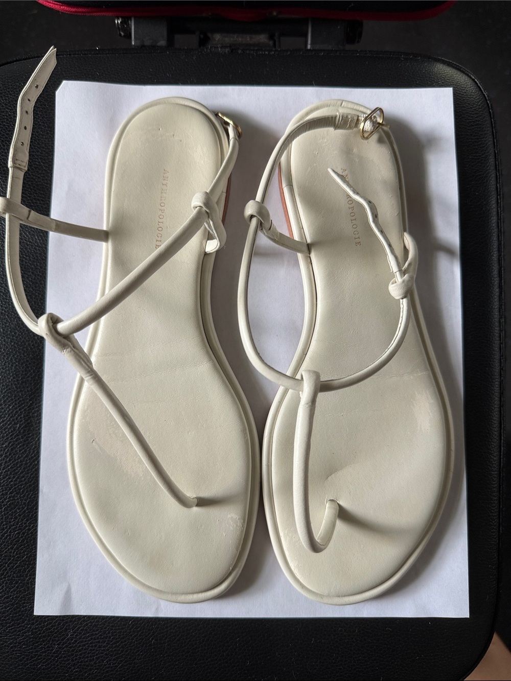 Minimalist White Leather T-Strap Sandals
